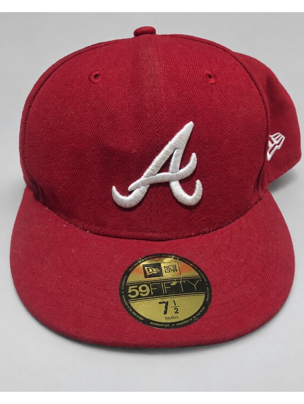 Atlanta braves new era 59fifty fitted hat size 7 1/2 red mlb baseball cap